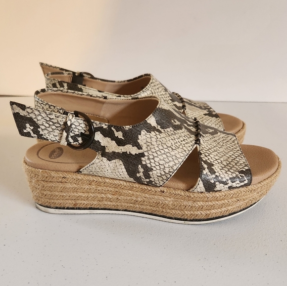 Dr. Scholl's Catch 22 Wedge Espadrille Sandals White Snakeskin Shoes Size 6.5 - Picture 3 of 11